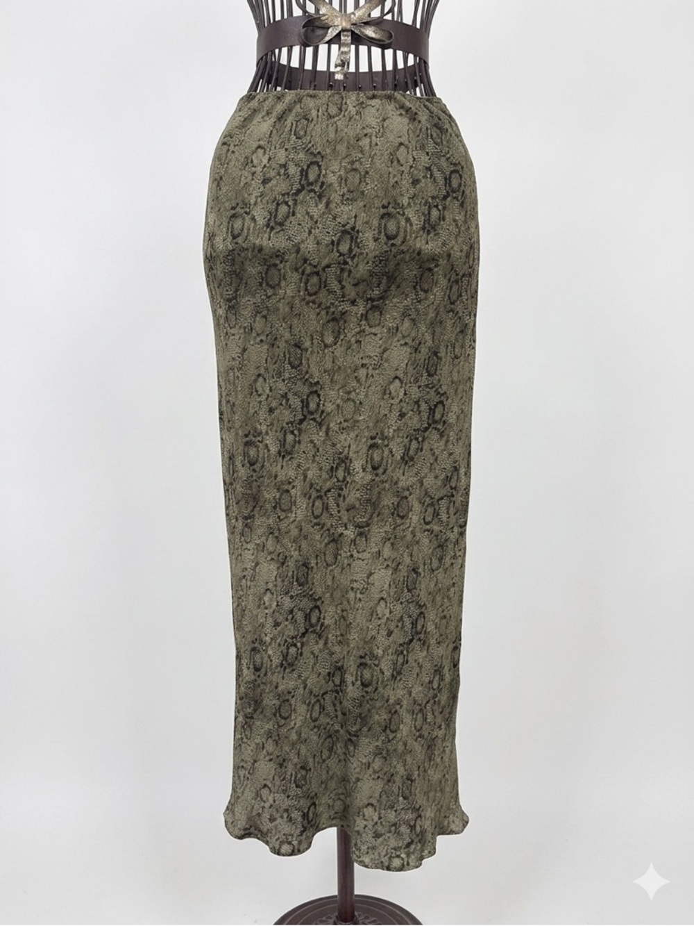 Vintage - Women’s - Animal Print - Olive - Slip Skirt - 90s - XS/S